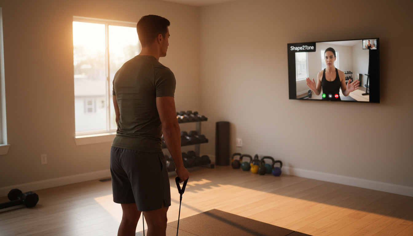 Online personal training video session with Shape2Tone coach