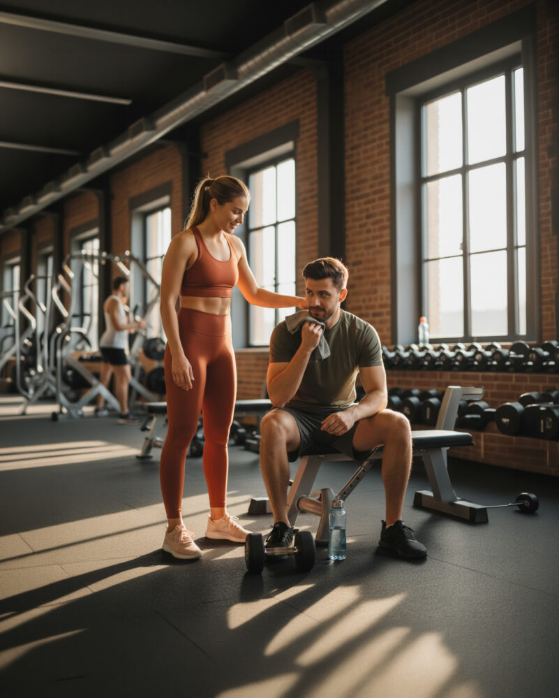 Shape2Tone personal trainer working one-on-one with client in Orange County gym